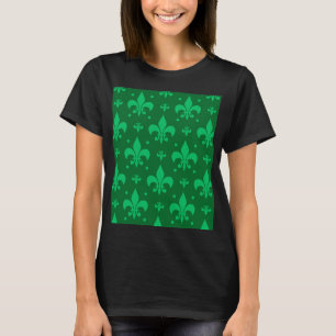 Camiseta Diseño de patrón de flor de lis verde
