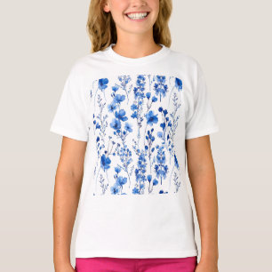 Camiseta Diseño de patrón de flores silvestres de papel fra