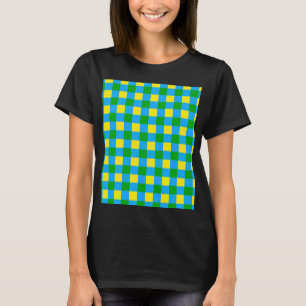Camiseta Diseño de patrón de placa de cheque amarillo verde