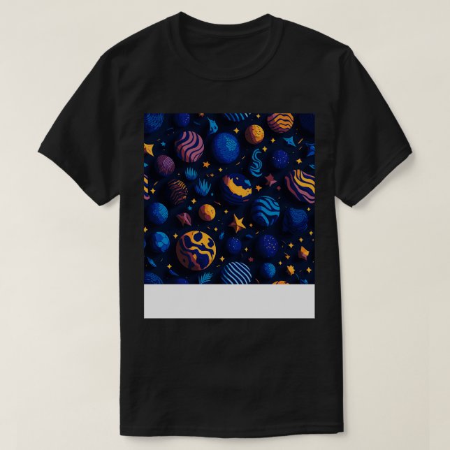 Camiseta Diseño de patrón de planetas estrellado nocturno p (Diseño del anverso)