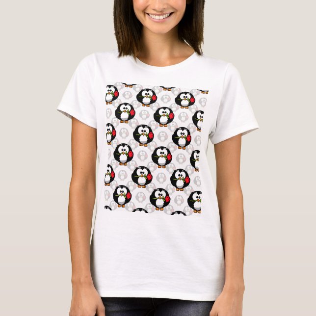 Camiseta Diseño de patrón de superficie de pingüino corto (Anverso)