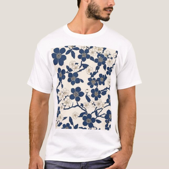 Camiseta Diseño de Patrón Japonés Tradicional para Hogar Mo (Anverso)