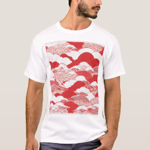 Camiseta Diseño de patrón tradicional japonés azul geométri