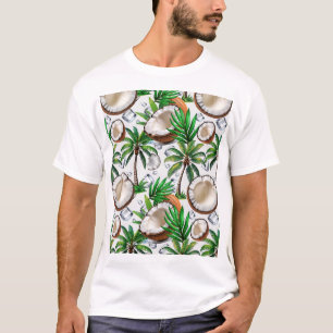 Camiseta Diseño de patrón tropical de palmeras de coco