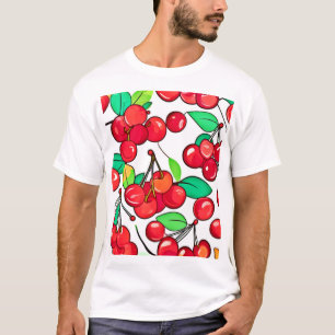 Camiseta Diseño de patrones de cereza