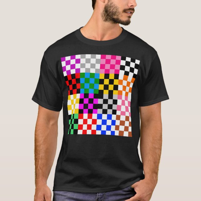 Camiseta Diseño de patrones de comprobación de parches mult (Anverso)