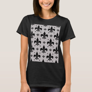 Camiseta Diseño de patrones de flor de fondo gris de lis