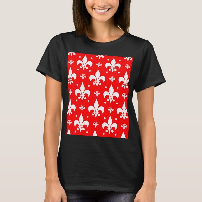Camiseta Diseño de patrones de flor rojo de lis (Anverso)