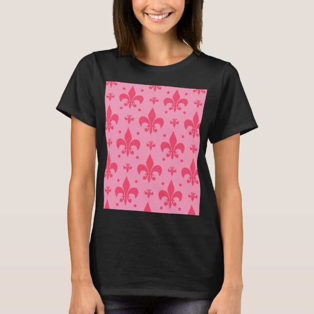 Camiseta Diseño de patrones de flor rosado de lis (Anverso)