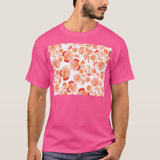 Camiseta diseño de patrones de flores rosadas y rojas hermo
