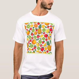 Camiseta Diseño de patrones de fruta coloridos