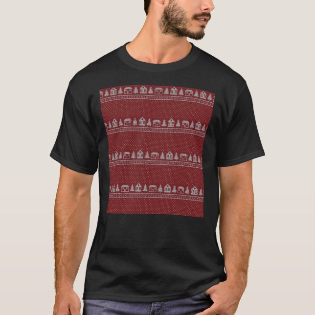 Camiseta Diseño de patrones de punto fácil - noche de nieve (Anverso)
