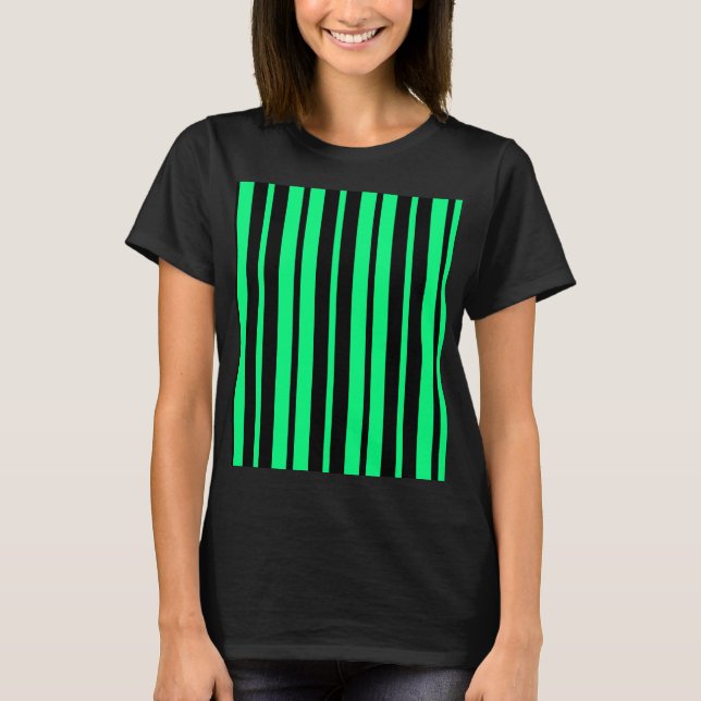 Camiseta Diseño de patrones de rayas verticales verdes de c (Anverso)