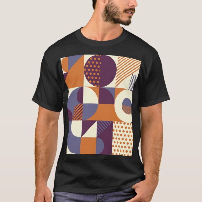 Camiseta Diseño de patrones geométricos de estilo retro (Anverso)