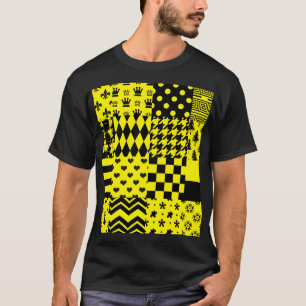Camiseta Diseño de patrones mixtos amarillos negros