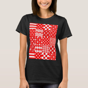 Camiseta Diseño de patrones mixtos blancos rojos