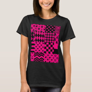 Camiseta Diseño de patrones mixtos rosados negros