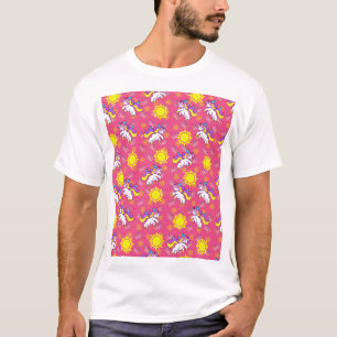 Camiseta Diseño de patrones unicornio delgado de color rosa