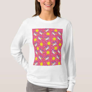 Camiseta Diseño de patrones unicornio delgado de color rosa