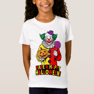 Camiseta Diseño de payaso amistoso con Feliz Halloween