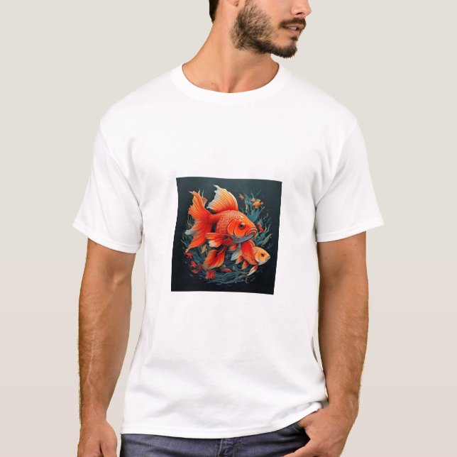 Camiseta Diseño de peces dorados (Anverso)