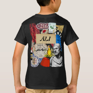 Camiseta Diseño de pegatina de collage de Túnez Cultura t