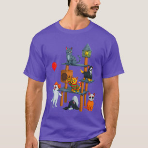 Camiseta Diseño de película de terror de gato espeluznante 