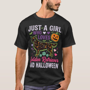 Camiseta Diseño de perro calabaza niña de Halloween Retriev