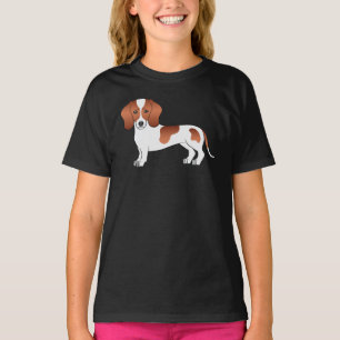 Camiseta Diseño De Perro Dachshund De Pelo Corto Rojo Y Bla