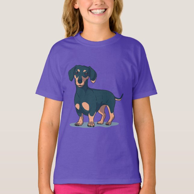 Camiseta Diseño de perro Dachshund negro genial (Anverso)