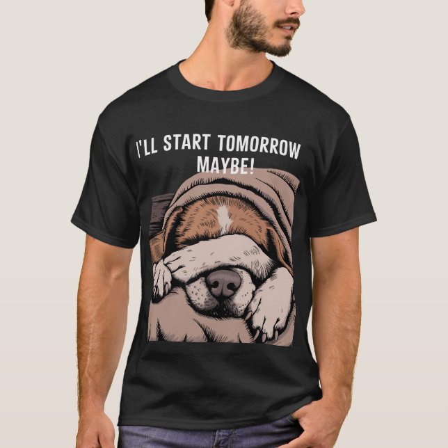 Camiseta Diseño de perro durmiente perezoso y adorable (Anverso)