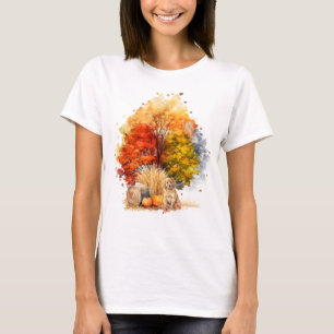 Camiseta Diseño de perro otoñal en acuarela - Golden Retrie