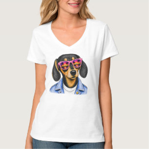 Camiseta Diseño de perro salchicha fresco para verano atard