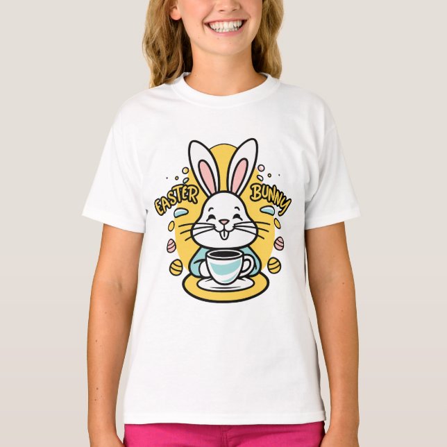 Camiseta Diseño de Personalizado divertida en el café conej (Anverso)