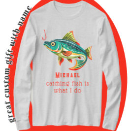 Camiseta Diseño de pesca colorida con nombre