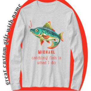 Camiseta Diseño de pesca colorida con nombre