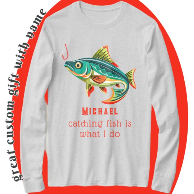 Camiseta Diseño de pesca colorida con nombre (Perfect for gifting.)