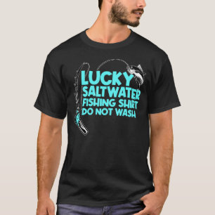 Camiseta Diseño de pesca de agua salada afortunado pescador