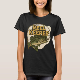 Camiseta Diseño de pesca de lubina de boca grande Reel Keep