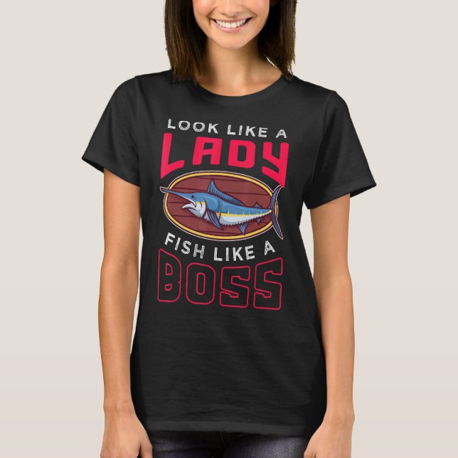 Camiseta Diseño de pesca de peces para dama (Anverso)