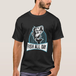 Camiseta Diseño de pesca de perca todo el día