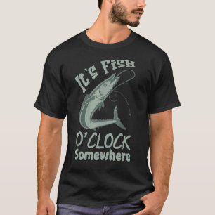 Camiseta Diseño de Pesca Es Hora de Pescado en Algún Lugar
