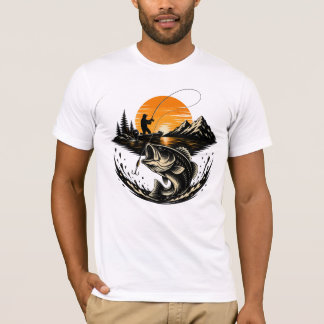 Camiseta Diseño de pescador de atardecer de pesca de lubina