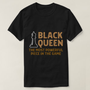 Camiseta Diseño de pieza poderosa de reina de ajedrez negra