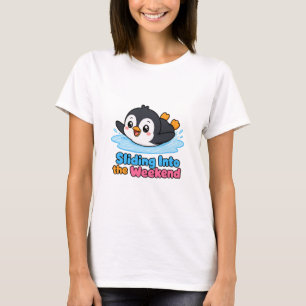 Camiseta Diseño de pingüino lindo deslizándose hacia el fin