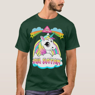 Camiseta Diseño de pintura con arcoiris de Hail Satan Unico