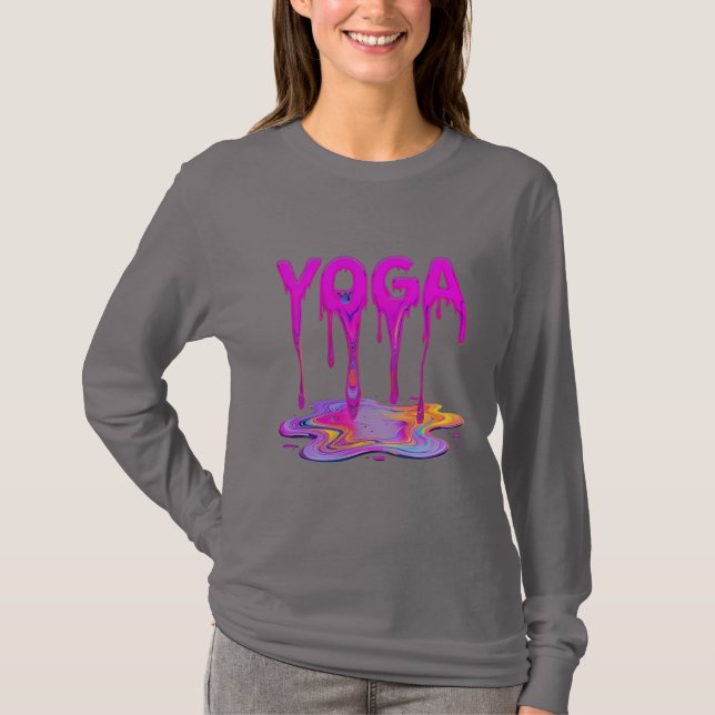 Camiseta Diseño de pintura con goteo de yoga (Anverso)