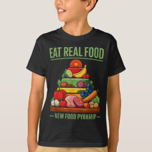 Camiseta Diseño de Pirámide Alimenticia de Comida Real