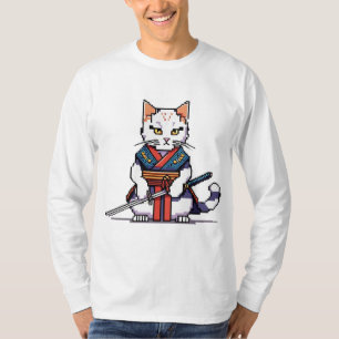 Camiseta Diseño de píxeles del gato de Samurai