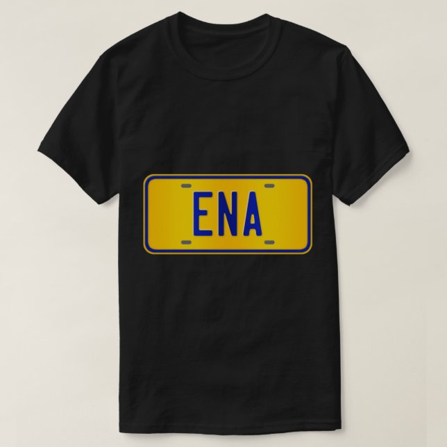 Camiseta Diseño de placa de Personalizado de nombre Ena - R (Diseño del anverso)
